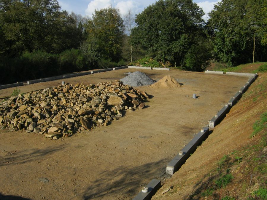 Tennis court: platform levelled and edged