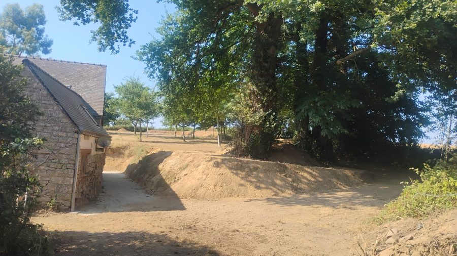 Farm courtyard: levelled before the new drive