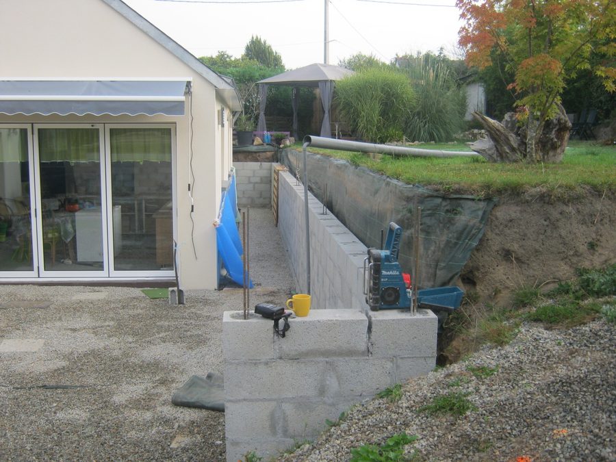 Finished: gravel terrace below, garden above